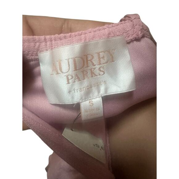 Aubrey Parks Blush Pink Tiered Maxi Dress Lace-Up Front Size- Small - Picture 6 of 8